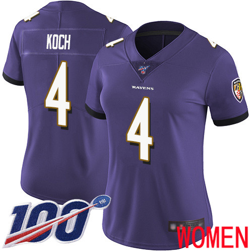 Baltimore Ravens Limited Purple Women Sam Koch Home Jersey NFL Football 4 100th Season Vapor Untouchable
